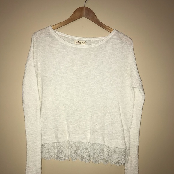 White Lace-Trim Sweater - Picture 1 of 4